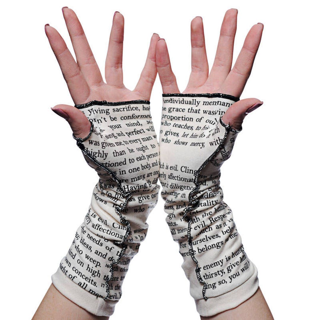Romans 12 Writing Gloves Bible, Christian Gift, Fingerless Gloves, Arm