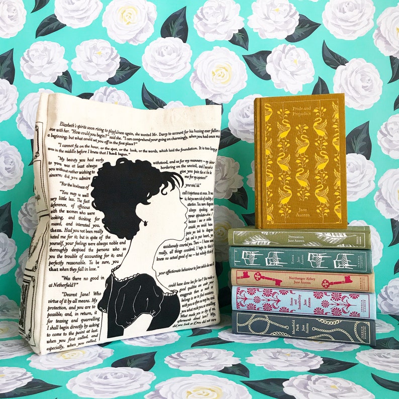 Pride and Prejudice Book Tote Jane Austen, Tote Bag, Literary, Book Lover, Books, Literature, Teacher Gift, Gift for Reader image 2