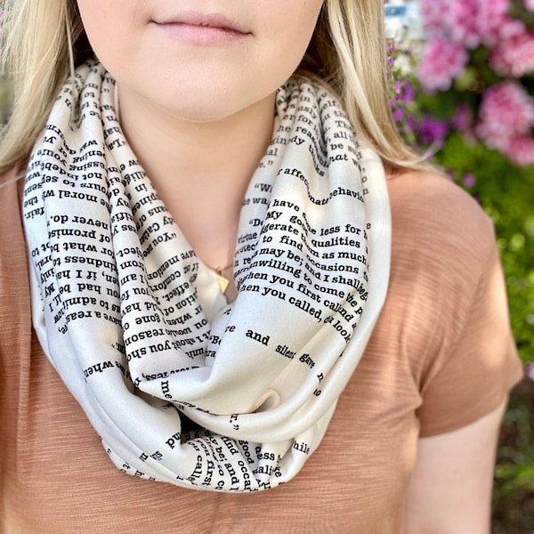 Bufanda inspirada en Orgullo y Prejuicio – Bufanda infinita literaria, regalo de Jane Austen