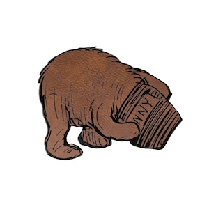May include: A brown bear illustration with the word "NNY" on a container. The bear is depicted in a stylized, cartoonish manner, with a textured appearance. The image is set against a plain white background.