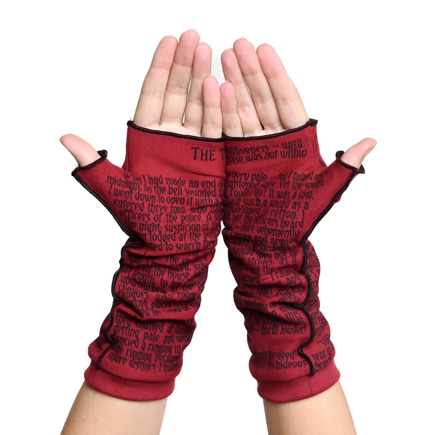 Guanti da scrittura Tell-Tale Heart - Guanti senza dita, Edgar Allan Poe, Scaldabraccia, Ritorno a scuola, Regalo per scrittori, Regalo per amanti dei libri, Lettore