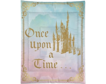 Fairy Tale Comforter - Once Upon a Time, Literary Bedding, Colorful Daughters Bedroom, Book Lover Gift, Stories