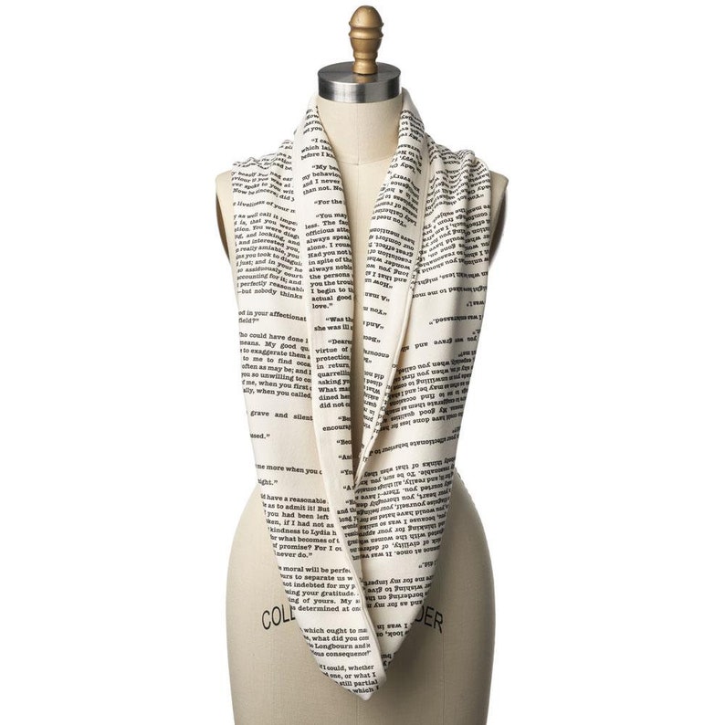 Pride and Prejudice Book Scarf Infinity Scarf, Literary Scarf, Jane Austen Gifts, Booklover Gift, Graduation Gift, Back to School image 3