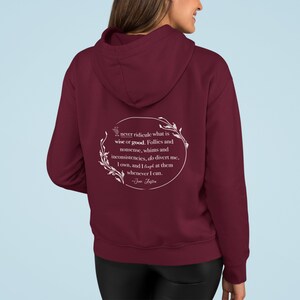 Pride and Prejudice Full Zip Hoodie - Jane Austen, Bookish Zip Up, Grey or Maroon Sweatshirt, Book Nerd & Book Lover Gift, Literature Gifts