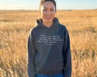 Sudadera con capucha con cita de Jane Austen: Sentido y sensibilidad, sudadera para amantes de los libros