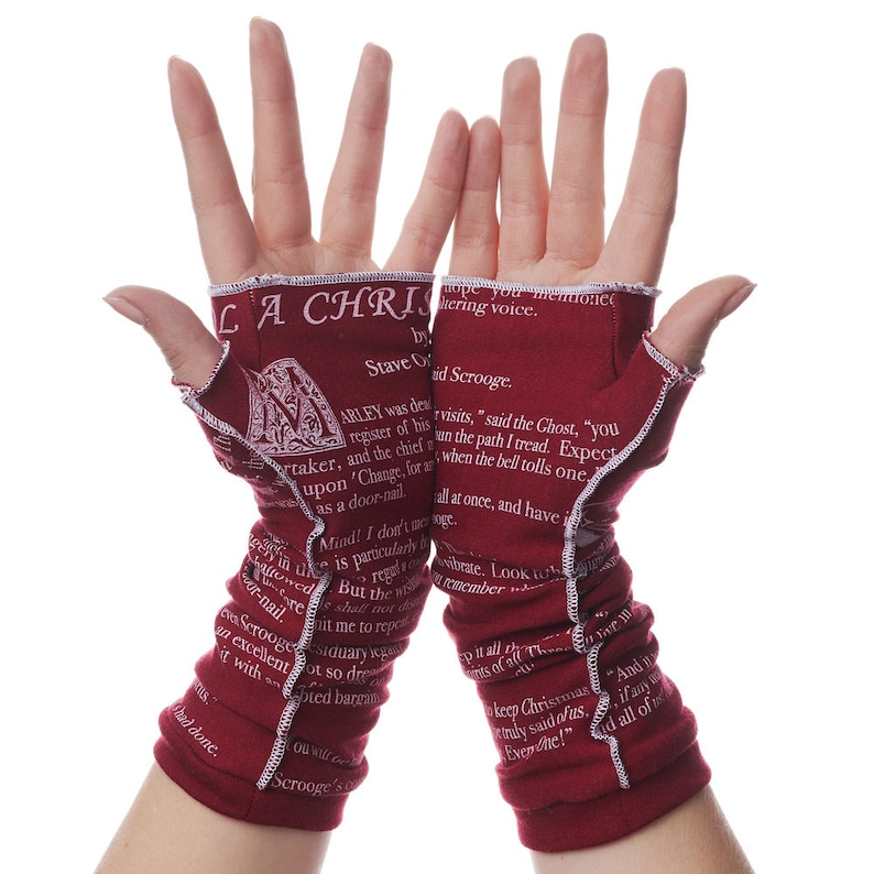 A Christmas Carol Writing Gloves Fingerless Gloves Cotton, Christmas Gloves, Charles Dickens, Literary Gift, Book Lover Gift, Writer Gift image 4