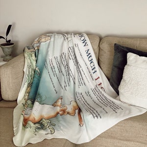 Zgadnij, jak bardzo Cię kocham Sherpa Fleece Book Blanket - Sam McBratney, Narzuta z cytatami, Prezent dla czytelnika koca, Prezent dla pisarza, Prezent dla nauczyciela