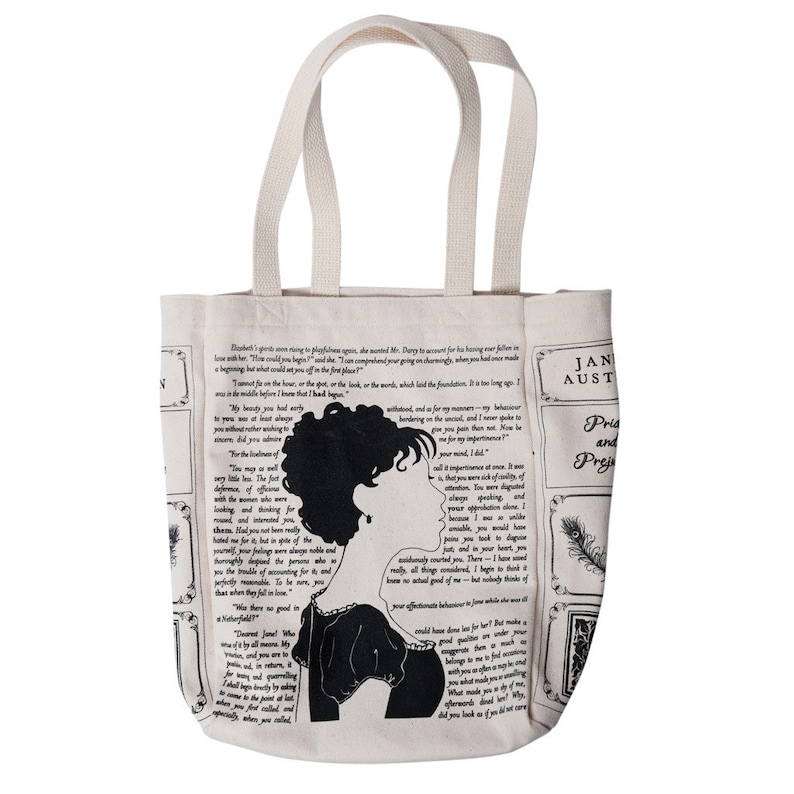 Pride and Prejudice Book Tote Jane Austen, Tote Bag, Literary, Book Lover, Books, Literature, Teacher Gift, Gift for Reader image 3