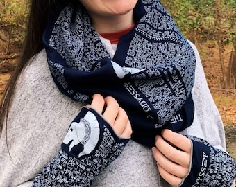 The Odyssey Book Scarf – Homer Literary Infinity Scarf, Book Lover Gift