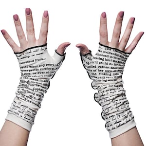 Persuasion Writing Gloves - Fingerless Gloves, Arm Warmers, Jane Austen, Literary, Book Lover, Books, Reading