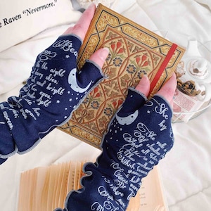 Lord Byron Poem Writing Gloves - Literary Fingerless Arm Warmers