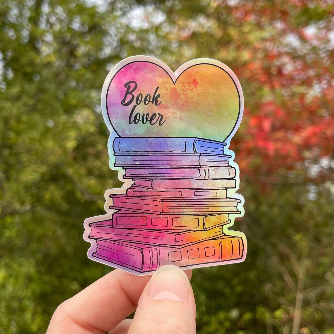 Book Lover Holographic Sticker – Bookstack Vinyl Decal - Etsy
