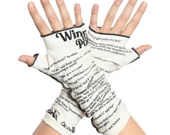 Winnie-the-Pooh Writing Gloves - Alan Alexander Milne, Fingerless Gloves, Arm Warmers, Literary Book Lover, Books, Reading Gloves, Pooh Bear