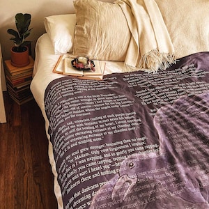 The Raven Sherpa Fleece Book Blanket - Edgar Allan Poe Throw, Literary Blanket, Poetry Blanket, Reader Gift, Writer Gift, Teacher Gift
