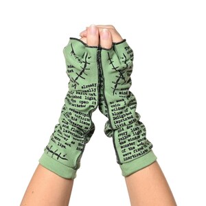 Guantes de escritura Frankenstein – Calentadores de brazos sin dedos de punto de algodón imagen 4