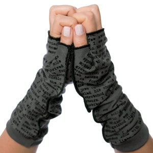 Frankenstein Writing Gloves Fingerless Gloves, Arm Warmers, Mary Shelley, Booklover Gift, Literary Gloves, Teacher Gift image 3