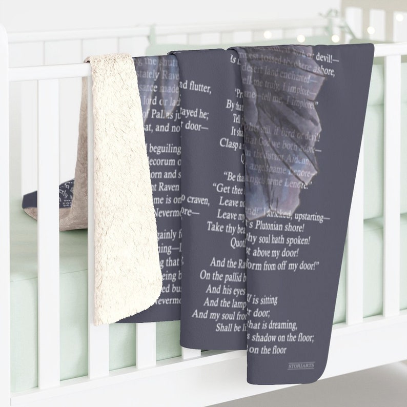 The Raven Sherpa Fleece Book Blanket Edgar Allan Poe Throw Etsy