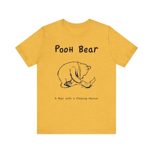 Camiseta unisex de manga corta con diseño de oso Pooh, camiseta de Winnie the Pooh, camiseta con estampado de oso adorable, camiseta con personaje de dibujos animados