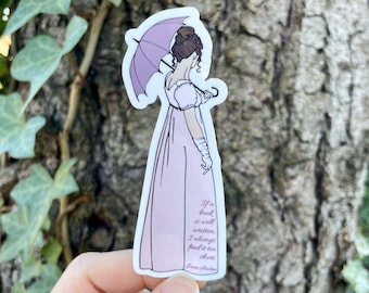 Pegatina literaria de Jane Austen – Heroína georgiana (3,8 cm x 9,4 cm)