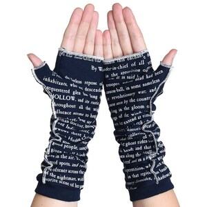 The Legend of Sleepy Hollow Writing Gloves Fingerless Gloves, Arm Warmers, Washington Irving, Literary, Book Lover, Books, Reading image 4