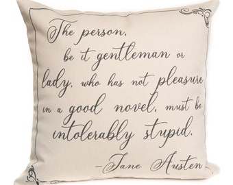 Jane Austen Quote Pillow (Part 1) - Jane Austen, Throw Pillow, Book Pillow, Literary Pillow, Book Nook, Book Lover, Books