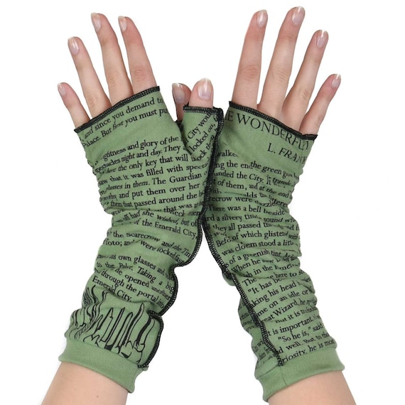 The Wonderful Wizard of Oz Writing Gloves - Fingerless Gloves, L. Frank  Baum, Arm Warmers, Back to School, Writer Gift, Booklover Gift
