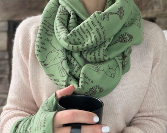Secret Garden Book Scarf – Literary Infinity Scarf, 100% Cotton Knit