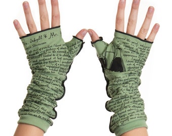 The Strange Case of Dr. Jekyll and Mr. Hyde - Fingerless Gloves, Robert Louis Stevenson, Arm Warmers, Back to School, Writer Gift, Booklover