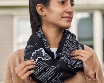 The Raven Book Scarf – Edgar Allan Poe Literary Infinity Scarf