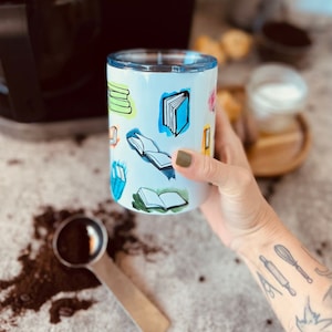 Storytime Tumbler - Book Lover Gift, Bookish To-Go Travel Mug for Literature Lovers, Teacher Gift, Librarian Gift, Little Books Lit