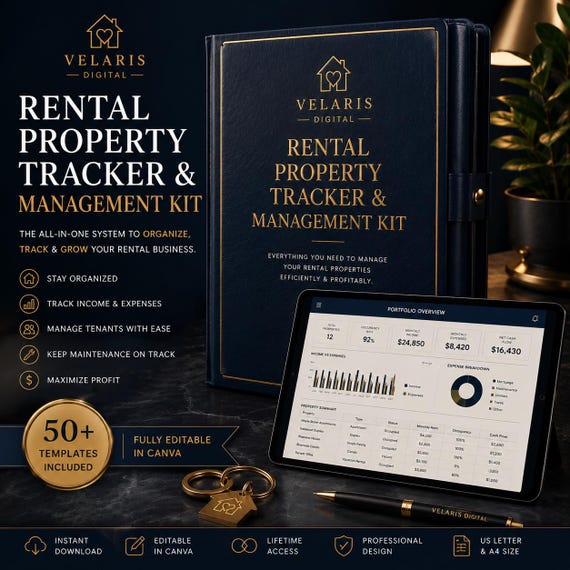 Rental Property Tracker, Management Kit, Landlord Planner, Income & Expense Tracker, Maintenance Log, Property Management Bundle