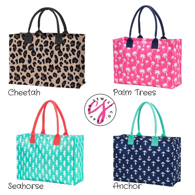 Monogram Beach Tote For Teens Personalized Tote Bag Carryall Bag Beach Bag Overnight Bag Bridesmaids Gifts Personalized Gifts For Her