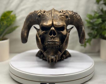 3D Printed  Skull Sculpture, Gothic Fantasy Decor (Painted or Raw)