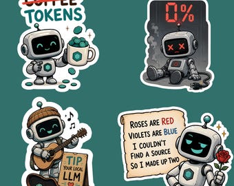 Pegatinas de humor sobre IA / Calcomanías para portátiles con temas de desarrolladores, másteres en derecho, ingenieros y programadores.