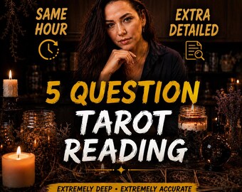 Same Hour 5 Question Tarot Reading, Love, Career & Life Insight, Personalized Guidance, Detailed Answers