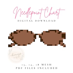 Tortoise Shell Sunnies | Digital Needlepoint Chart | Digital Stitch Chart PDF for Needlepoint Canvas
