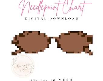 Tortoise Shell Sunnies | Digital Needlepoint Chart | Digital Stitch Chart PDF for Needlepoint Canvas