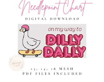 On My Way To Dilly Dally | Digital Needlepoint Chart | Digital Stitch Chart PDF for Needlepoint Canvas