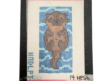 Swimming Otter Needlepoint Canvas – Hand-Painted Cute Animal Design