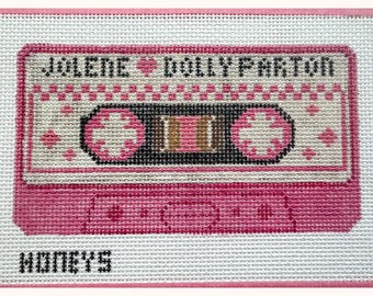 Jolene Cassette Needlepoint Canvas – Hand-Painted Retro Country Design