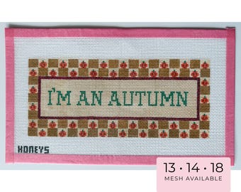I’m an Autumn Needlepoint Canvas – Hand-Painted Fall Pumpkin Design