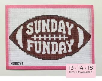 Sunday Funday Football Hand-Painted Needlepoint Canvas | Game Day Sports Design