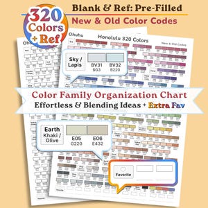 Ohuhu 320 Swatch Chart Honolulu, Pre-Filled/Blank PDF, New & Old Codes | Alcohol Marker Color Reference Sheet Letter/A4 | Instant Download