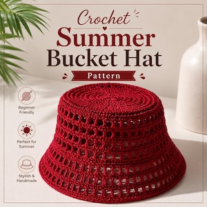 Patrón de gorro de ganchillo tipo cubo / Gorro de sol de verano para principiantes (Descarga en PDF)