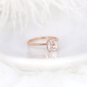 1.79ct Ready to Ship Tansy 14kt Rose Gold Faint Blush Champagne Sapphire Cushion Hidden Halo Ring,Unique Sapphire Ring,Secret Halo Ring image 2