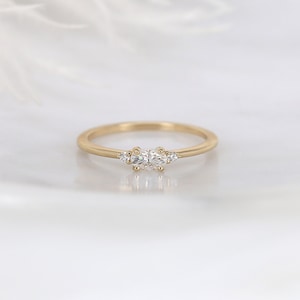 Wren 14kt Gold Diamond Dainty Cluster Ring,Three Stone Diamond Ring,Minimalist Stacking Ring,Gift For Her,Birthday Gift,Anniversary Gift