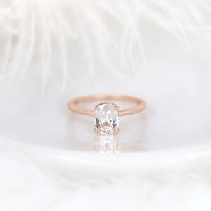 1.79ct Ready to Ship Tansy 14kt Rose Gold Faint Blush Champagne Sapphire Cushion Hidden Halo Ring,Unique Sapphire Ring,Secret Halo Ring image 3