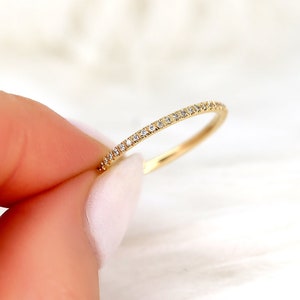 Priscilla 14kt Ultra Dainty Diamond ALMOST Eternity Ring,Petite Diamond Band,Diamond Stacking Ring,Gift For Her,Push Present,Diamond Ring