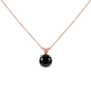 Donna 8mm 14kt Rose Gold Black Onyx Solitaire Necklace,Unique Black Onyx Necklace,Gift For Her,Anniversary Gift,Birthday Gift