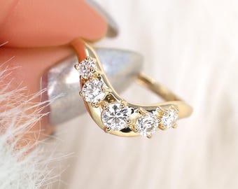 Luca 14kt Diamond Graduated Nesting Ring,Unique Wedding Ring,Nesting Band,Diamond Ban,Crescendo Band,Thick Gold Ring,Anniversary Ring